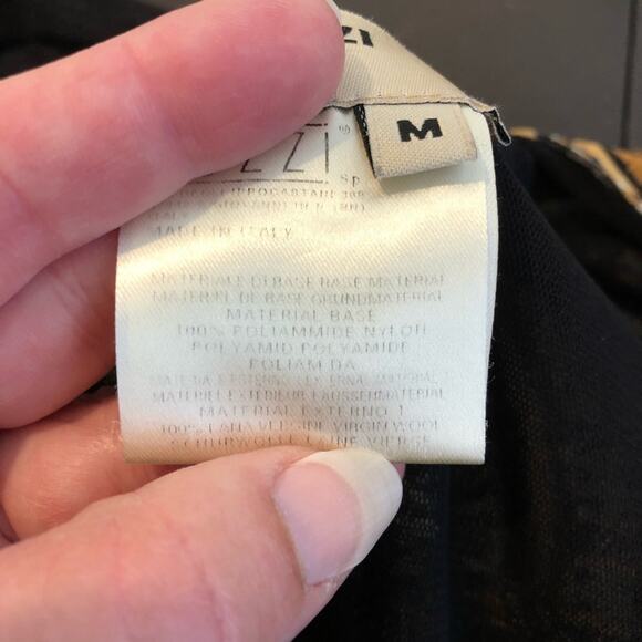 Fuzzi black white gold floral fringe trim open front kimono top size Medium - Picture 9 of 16